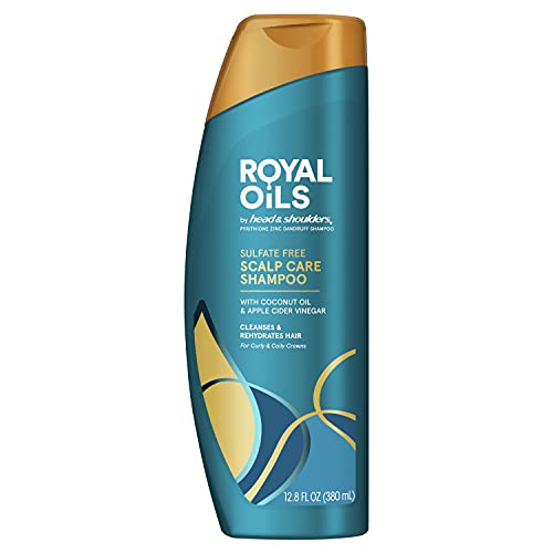 Head & Shoulders Royal Oils Sulfate-Free Scalp Care Anti-Dandruff Shampoo for Natural, Curly, and Coily Hair, with Coconut Oil and Apple Cider Vinegar, Paraben Free, 12.8 Fl Oz