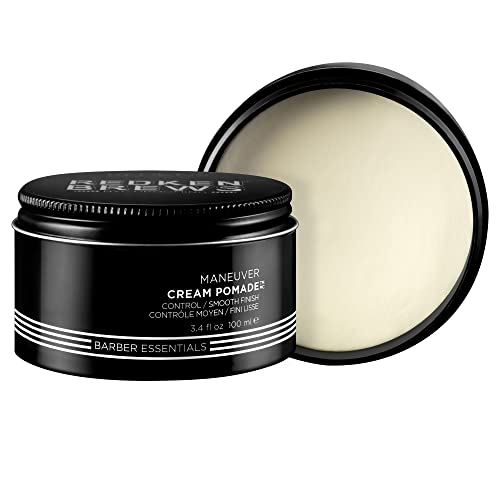 Redken Brews Cream Pomade For Men | Men’s Hair Styling Pomade | Medium Hold | Natural, Smooth Finish with Low Shine | For All Hair Types | Water-Based Pomade | 3.4 Ounce