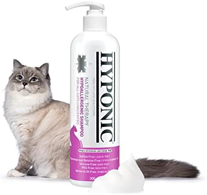 HYPONIC Hypoallergenic Premium Shampoo for All Cats (Unscented, 10.14 oz) – Fragrance Free Cat Shampoo for Dry Skin, Dandruff, Allergy