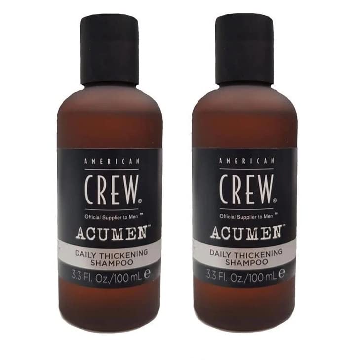 AMERICAN CREW Acumen Daily Hair Thickening Shampoo for Men, Travel Size 3.3 oz (100ml) – Pack of 2