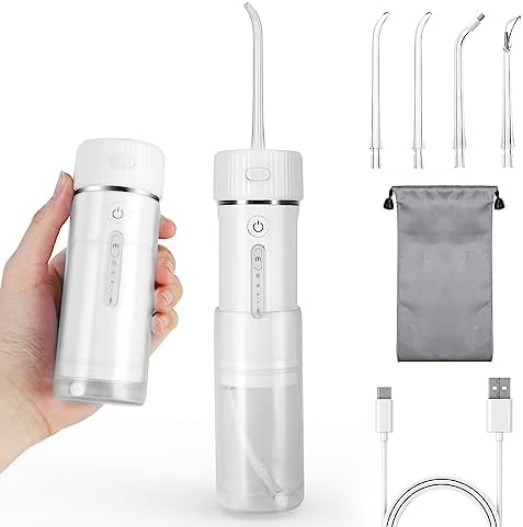 Water Flosser, FERRISA Mini Water Teeth Pick Portable Power Dental Flossers Cordless Teeth Cleaner for Tooth Braces Bridges Care, Oral Irrigator with Telescopic Tank Electric Flossing Jets for Travel