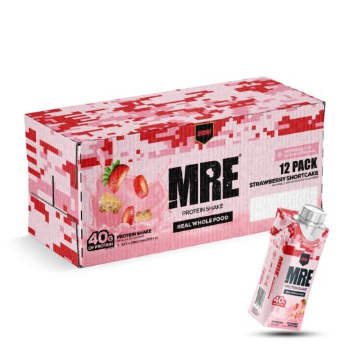 REDCON1 MRE Ready to Drink Protein Shakes, Strawberry Shortcake – 40grams Protein Drinks with Whole Food Sources – Sugar Free RTD Shake Formulated to Fuel Athletes at Any Time (12 Pack)