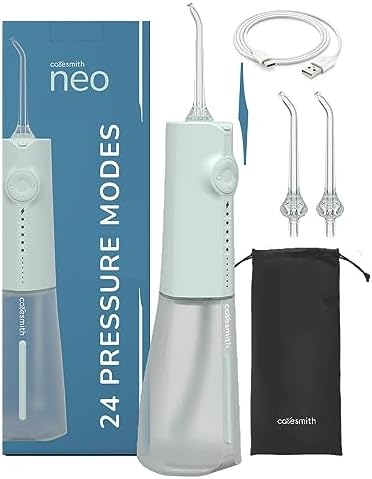 Caresmith Neo Water Flosser | 24 Pressure Setting with 5 Modes & 6 Intensities |300 ml Large Detachable Water Tank | Water Flossers for Teeth Cordless| IPX7 Waterproof | Water Floss Pick (Green)