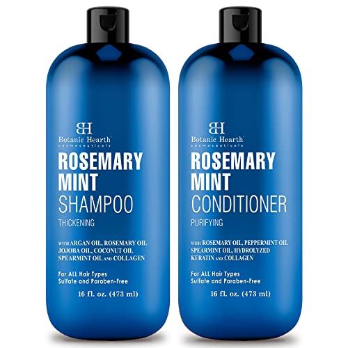 Botanic Hearth Rosemary Mint Shampoo and Conditioner Set, Thickening Formula, Promotes Hair Growth and Scalp Health Sulfate Free & Paraben Free, for Men & Women – 16 fl oz each