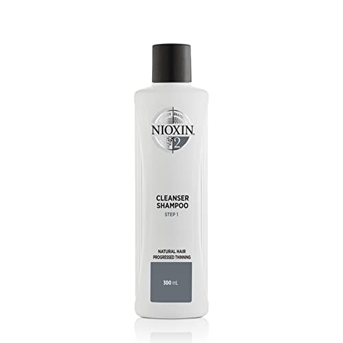 Nioxin System 2, Cleansing Shampoo With Peppermint Oil, Treats Sensitive Scalp & Provides Moisture, For Natural Hair with Progressed Thinning, Various Sizes