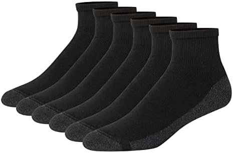 Hanes Men’s Max Cushioned Crew Socks, Moisture-Wicking with Odor Control, Multi-Pack, Size 6-12, Black & White