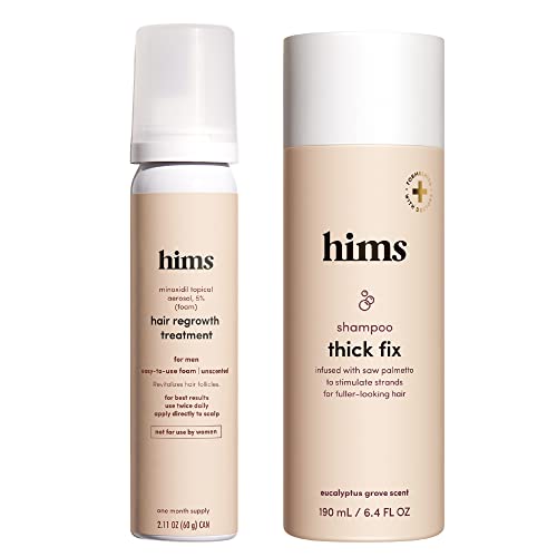 hims Thick Fix Shampoo & Minoxidil Set – Hair Loss Treatment For Men – Includes Foam 5% Minoxidil Treatment and Hair Thickening Shampoo – Moisturizing, Color Safe Hair Loss Shampoo & Foam – 2 Count