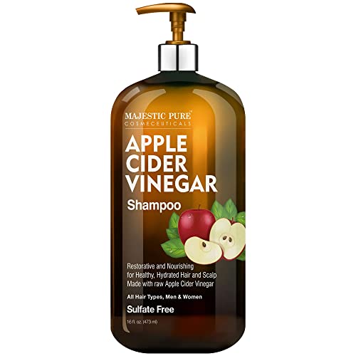 MAJESTIC PURE Apple Cider Vinegar Shampoo – Restores Shine & Reduces Itchy Scalp, Dandruff & Frizz – Sulfate Free, for All Hair Types, Men and Women – 16 fl oz