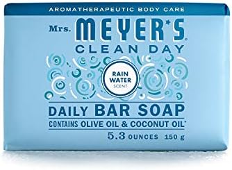 MRS. MEYER’S CLEAN DAY Bar Soap, Use as Body Wash or Hand Soap, Made with Essential Oils, Rain Water, 5.3 oz, 1 Bar