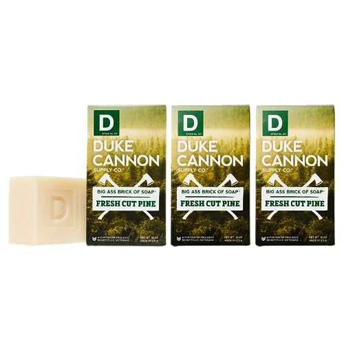 Duke Cannon Supply Co. Big Brick of Soap Bar for Men Fresh Cut Pine (Split Pine Scent) Multi-Pack – Superior Grade, Extra Large, Masculine Scents, All Skin Types, Paraben-Free, 10 oz (3 Pack)