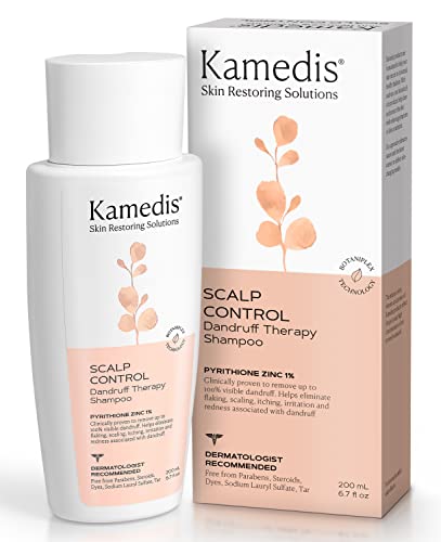 Kamedis Anti-Dandruff Therapy Shampoo for Sensitive Scalp, Seborrheic Dermatitis, For Dry, Itchy, Scaly, Flaky, Irritated Skin, Cruelty-Free, Paraben-Free, Dye-Free, Steroid-Free, SLS-Free, 6.7 oz, White