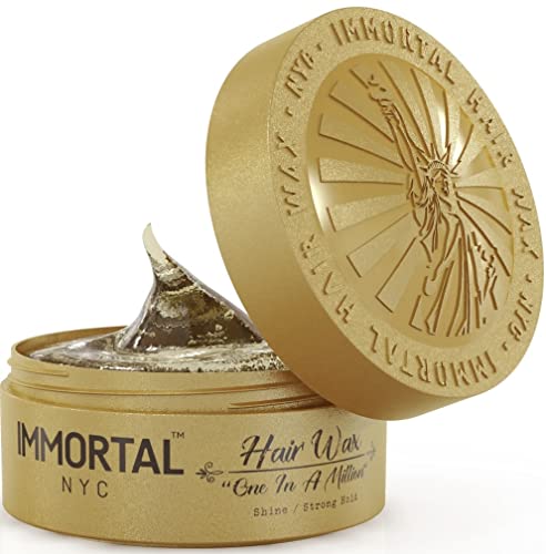 Immortal NYC Hair Waxes for Men – One in a Million Strong Hold, High Shine Wax – Mens Water Based, No Residue Non-Greasy Hair Paste – All Natural Styling Wax for All Hair Types