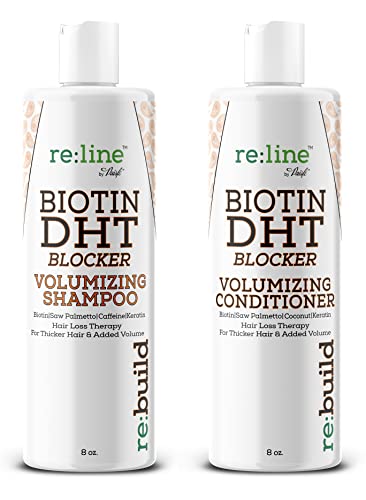 Biotin Dht Blocker Shampoo and Conditioner for Hair Growth – NATURAL Volumizing Shampoo and Conditioner with Biotin for Hair Growth Dht Blocking Shampoo for Thinning hair and hair loss for Men & Women (Re:build)