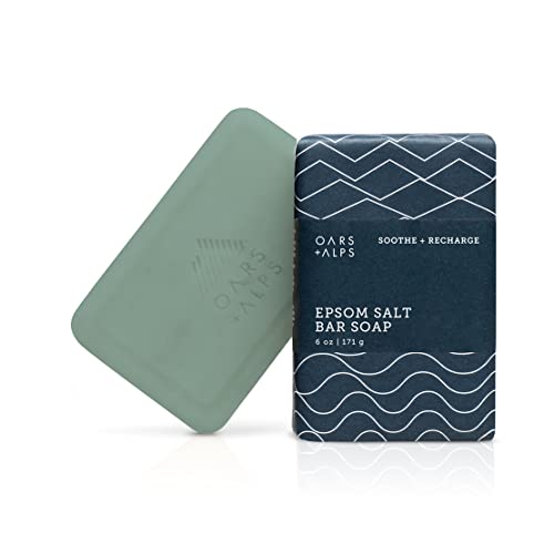 Oars + Alps Epsom Salt Mens Bar Soap, Made with Dermatologist Tested Skin Care Ingredients, Vegan and Gluten Free, 1 Pack