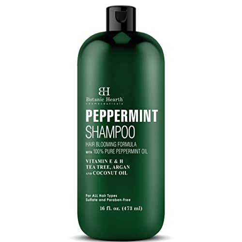 Botanic Hearth Peppermint Oil Shampoo – Hair Blooming Formula with Keratin for Thinning Hair – Fights Hair Loss, Promotes Hair Growth – Sulfate Free for Men and Women – 16 fl oz