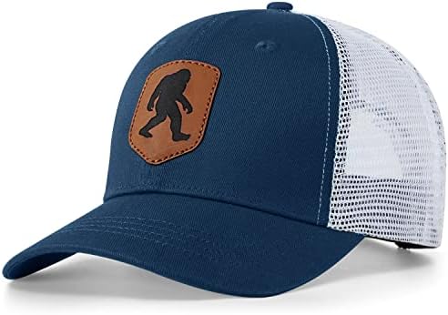 Pnkvnlo Mesh Bigfoot Hat Leather Cap for Men- Great Snapback Closure Sasquatch Hat for Hunting & Hiking