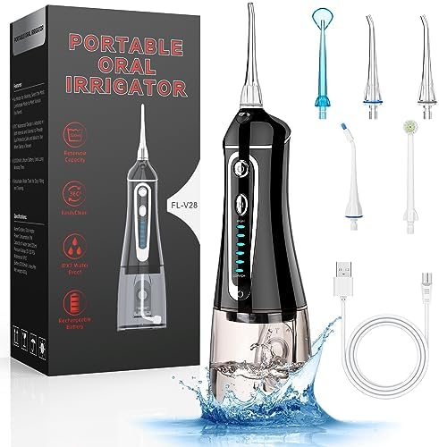 Cordless Water Dental Flosser for Teeth Rechargeable – FZCOK 7 Clean Settings Oral Irrigator for Braces Adults Teeth Cleaning Portable with Long Battery Life, Waterproof