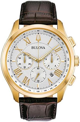 Bulova Men’s Classic Wilton 3-Hand 21-Jewel Watch, 60 Hour Power Reserve, Luminous Hands, Open Aperture, Roman Numeral Markers Domed Sapphire Crystal, 43mm