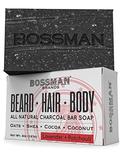 Bossman Men’s Bar Soap 4 in 1 Beard Wash, Shampoo, Body Wash and Conditioner, 4 oz