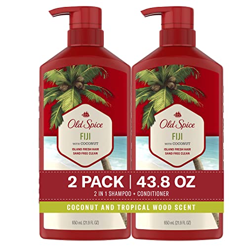 Old Spice Fiji 2-in-1 Shampoo and Conditioner for Men, 21.9 Fl Oz Each, Twin Pack