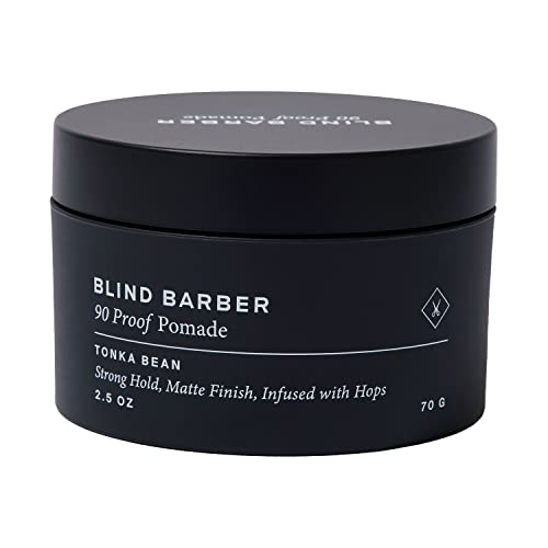 Blind Barber 90 Proof Pomade – Matte Styling Pomade for Men – Strong Hold, Natural Finish Texture Paste with Hops & Tonka Bean – Water Based & Free of Greasy Oils (2.5oz / 70g)