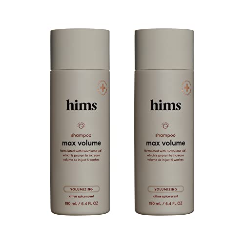 Hims Max Volume Shampoo 2 Pack – Volumizing Shampoo for Men – Citrus Spice – Men’s Natural Shampoo Adds Volume, Shine & Bounce – 2 x 6.4 fl oz Bottles