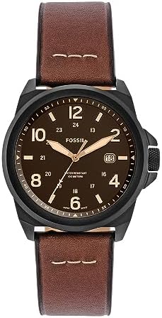 Fossil Bronson Men’s Watch with Stainless Steel Bracelet or Genuine Leather Band, Chronograph or Three-Hand Analog Display