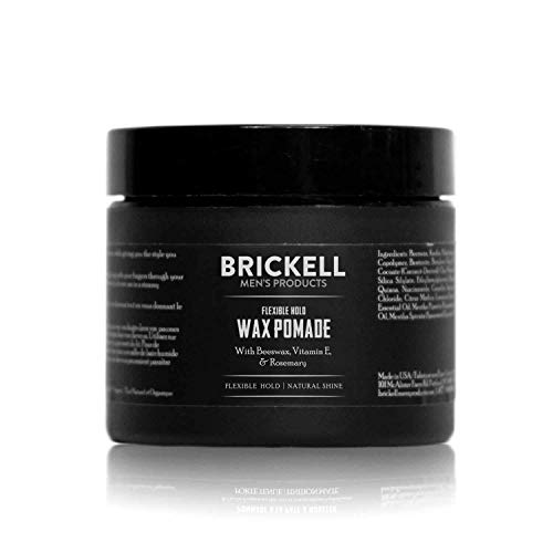 Brickell Men’s Flexible Hold Wax Pomade for Men, Natural and Organic Irritation Free Natural Shine, 2 Ounce, Scented