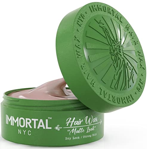 Immortal NYC Hair Waxes for Men – Matte Look Strong Hold, Dry No Shine Wax – Mens Water Based, No Residue Non-Greasy Hair Paste – All Natural Styling Wax for All Hair Types