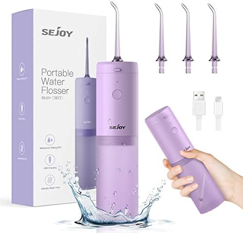 Water Flosser Dental Oral Irrigator Teeth Cleaner Portable Travel Rechargeable Cordless,IPX7 Electric Plaque Remover 3 Modes 3 Jet Tips 140ml