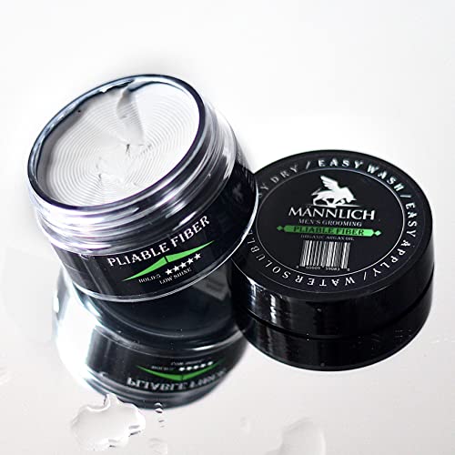 MANNLICH Hair Styling Cream Pliable Fiber for Men | Long-Lasting Hold | Lite Finish | Ideal For Short/Medium Thin/Thick Hair | Easy To Wash Out | 2.4 fl.oz