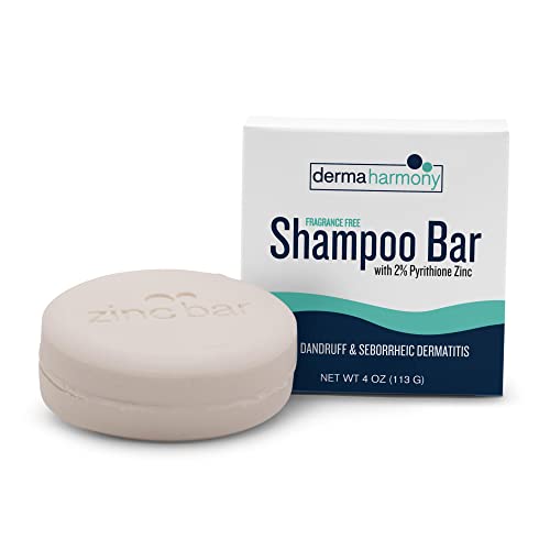 Dermaharmony 2% Pyrithione Zinc Shampoo Bar for dandruff and seborrheic dermatitis – Fragrance Free (4 Oz)