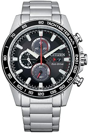 Citizen Men’s Sport Casual Brycen Eco-Drive Chronograph Stainless Steel Watch, 12/24 Hour Time, Date, Tachymeter, 100 Meters Water Resistant, Spherical Mineral Crystal, Weekender