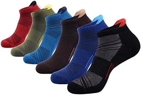 JOYNÉE Mens Ankle Low Cut Athletic Tab Socks for Men Sport Comfort Cushion Sock 6 Pack