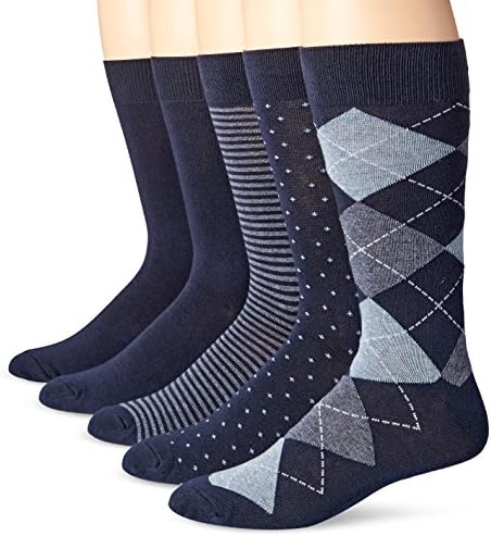 Amazon Essentials Men’s Patterned Dress Socks, 5 Pairs