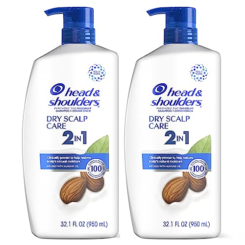 Head & Shoulders Shampoo and Conditioner 2 in 1, Anti Dandruff Treatment, Dry Scalp Care with Almond Oil, 32.1 fl oz, Twin Pack (Packaging May Vary)