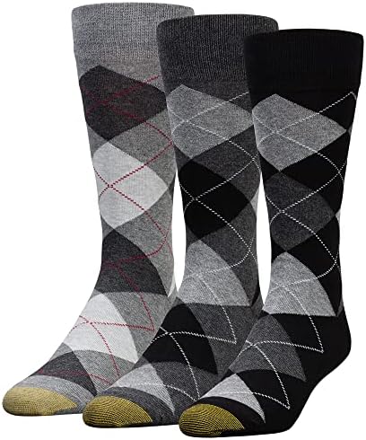 GOLDTOE Men’s Carlyle Argyle Crew Dress Socks, 3-Pairs