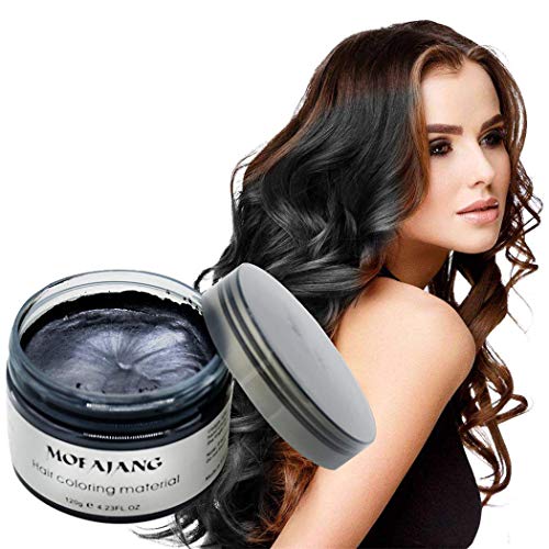 Temporary Hair Color Wax 4.23 oz-Instant Hairstyle Cream Hair Pomades Hairstyle Wax for Party Cosplay Easy Cleaning (black)