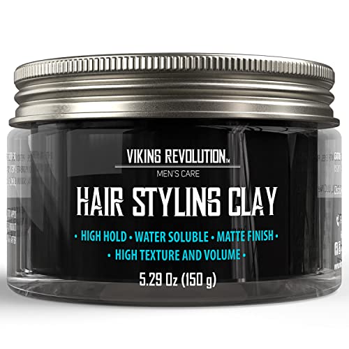 Viking Revolution Hair Styling Agent Hair Clay for Men – Matte – Clay Pomade for Men Hair Styling – Hair Putty for Men Hair Styling Cream High Hold Matte Finish (5.29oz)