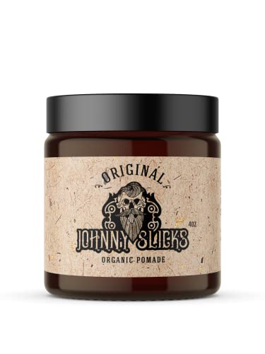 Johnny Slicks Original Oil Based Pomade – Organic Hair Pomade for Men with Low to Medium Hold – Promotes Healthy Hair Growth and Helps Hydrate Dry Skin – (4 Ounce)