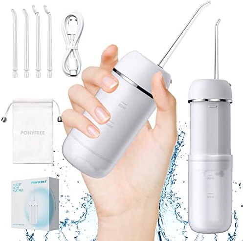 Water Flosser Cordless for Teeth, PONYFREE Mini Portable Oral Irrigator with 9 Pressure Modes, Teeth Cleaner Pick, Unique Pressure Stabilization Technology, IPX7 Waterproof for Home Travel