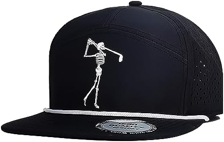 Funny Golf Hats Flat Bill for Men Women,Golf Gifts Skull Baseball Cap for Adults Humor