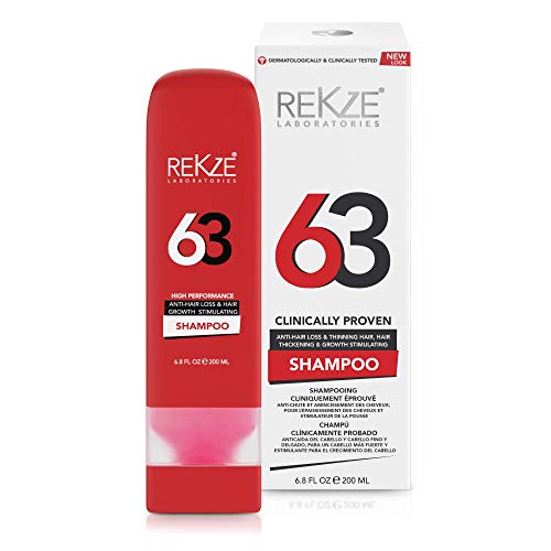 REKZE 63 Shampoo Clinically Proven Anti-Hair Loss & Thickening Shampoo for Men & Women W/Over 63 Premium Ingredients