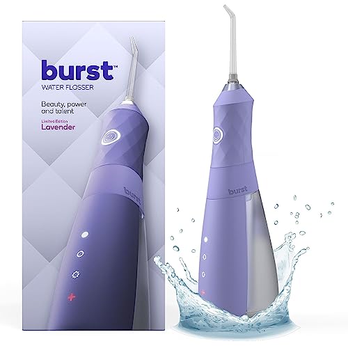 BURST Water Flosser – Electric Cordless Water Floss – 3 Modes, 80-Day Rechargeable Battery, Waterproof – Portable for Travel – Refillable Water Picks for Teeth Cleaning and Braces – Lavender