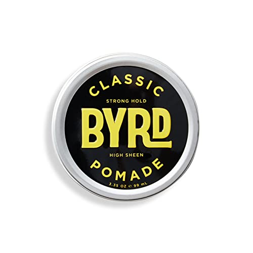 BYRD Classic Pomade – Strong Hold, Polished Finish, For All Hair Types, Mineral Oil-Free, Paraben-Free, Phthalate-Free, Sulfate-Free, Cruelty-Free, Wax Based, 3.35 Ounce (3.35oz, Clear)