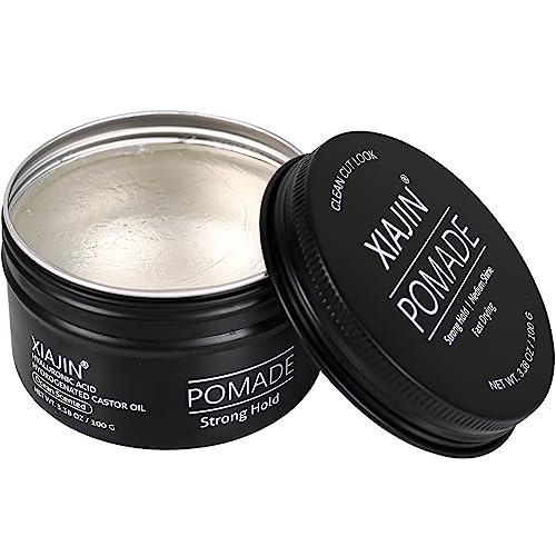 XIAJIN Pomade for Men, Natural Ocean Scented Pomade, Strong Hold&Medium Shine Water Based Gel Like Flake Free Hair Gel – Easy To Wash Out – All Day Hold For All Hair Styles,3.38oz/100g (Natural Ocean)