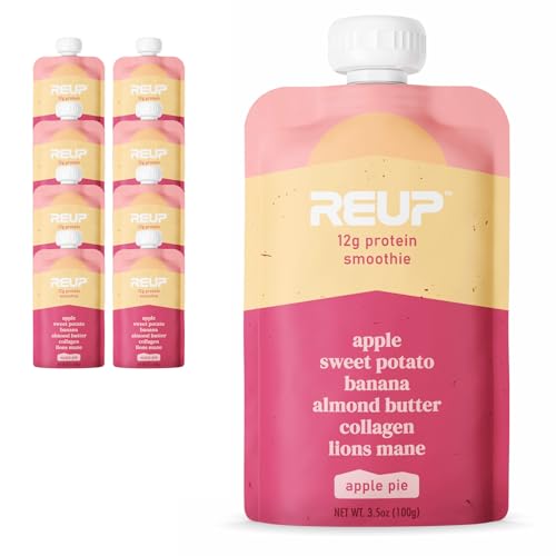 Reup Collagen Protein Smoothie – Dairy Free, 12g Protein, Ready to Drink, Real Fruit, Gluten Free, 0g Added Sugar – Tasty Collagen Drink for Adults – Yummy Kids Protein Pouch – 8 Count