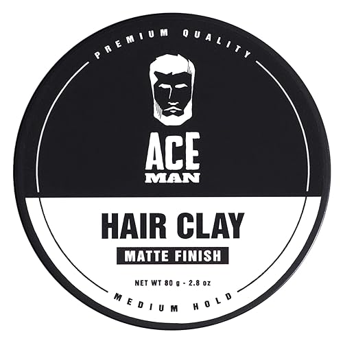 AceMan Hair Clay Wax – Medium Hold Matte Finish | Men’s Hair Styling Cream | Adds Volume & Texture | Ideal for Short & Medium Styles | No Shine or Grease | Barber Approved – 2.8 oz