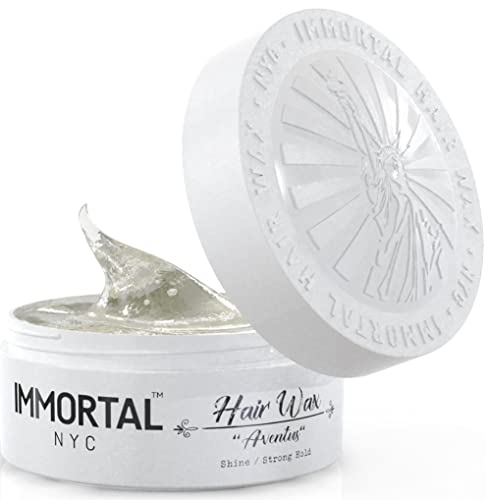 Immortal NYC Hair Waxes for Men – Aventus Strong Hold, Ultra High Shine Wax – Mens Water Based, No Residue Non-Greasy Hair Paste – All Natural Styling Wax for All Hair Types