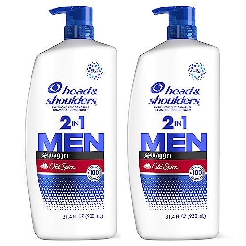 Head & Shoulders Mens 2 in 1 Dandruff Shampoo and Conditioner, Anti-Dandruff Treatment, Old Spice Swagger for Daily Use, Paraben Free, 31.4oz, 2 PACK